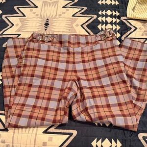 Cato Brown Plaid Mid-Rise Pants